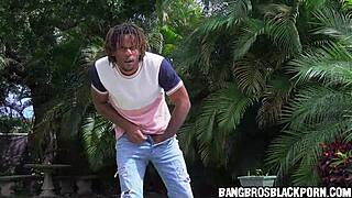 ebony babe with big ass and natural tits sucks huge cock then gets anal 😈🍑