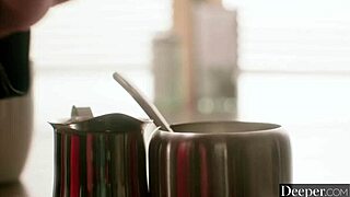 What happens when submissive beauty Chanel Camryn worships her dom's cock deep in a restaurant setting?