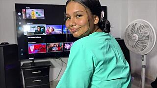 Private nurse comes to my house for special Colombian amateur service with big ass tits and close up action in dorm.