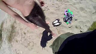 hey sexy milf, wanna spread those fishnet stockings for my fingers in your gaping asshole on the beach?