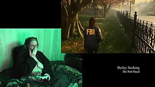 Glasses-Wearing Big Natural Tits Brunette with Belly Tattoo Plays Naked Alan Wake 2 Through Part 2