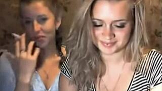 Hey, watch these girls on cam chatting casually! 📹