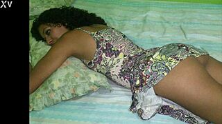 Curly Brazilian Housewife Teases With Shaved Wet Pussy And Small Waist In Fishnets