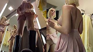 Blonde Big Tits Pussy Upskirt In Public Fitting Room Hidden Cam