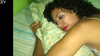 Curly Brazilian Housewife Teases With Shaved Wet Pussy And Small Waist In Fishnets