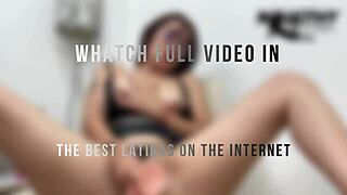 Secretary with small tits and skinny ass gets horny texting her girlfriend, teasing with toys in solo play