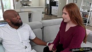 I love when my redhead girlfriend licks my ass, then we go doggystyle with black cock interracial action.
