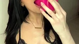 Horny petite amateur slut teases with solo dildo play in wild webcam masturbation session?