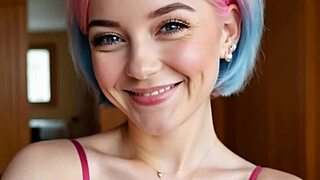 tattooed brunette dominates her redhead friend with strapon fucking and licking in changing room to orgasm