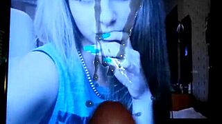 Sexy babe jerks off with sensual touches in close up