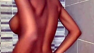 Ebony Babe with Big Ass and Tits Plays with Dildo in Cute Amateur Homemade Solo