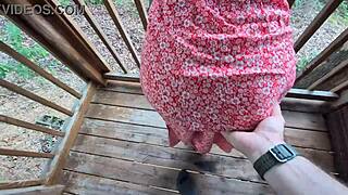 Oh yeah, feel this redhead slut grinding on your cock in that dress outdoors for a teasing lap dance