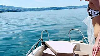 boat wash in sexi thong swimsuit, summer is here with blonde babe on beach