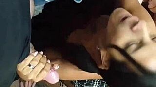 hey, we called the guys from the party to line up for blowjobs and they gave me a rough cock beating on my face at the end!