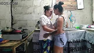 Horny chubby neighbor wants hard fucking in kitchen.