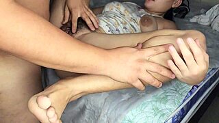 Intimate real encounter with curvy latina college student in close-up passionate creampie session