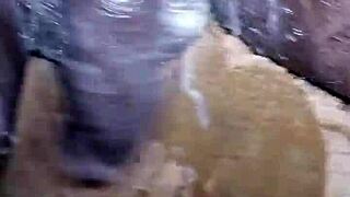 Bigblackie grabs his massive black cock for a private shave and intense solo masturbation session