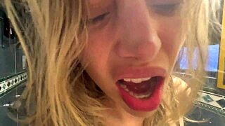 Amateur stepmom passionately masturbates wet pussy in bathroom mirror with sensual fingering