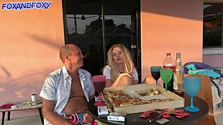 Oh no, almost caught! I'm fucking dad's friend doggy style behind his back and swallowing cum.