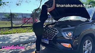 hey check out this asian teen 18+ banging outdoors with big black cock mechanic without condom