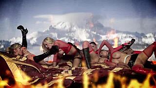 I absolutely love joining Angel Dark Carly Nataly Dangelo and Michelle Thorne in this steamy lesbian foursome with licking and fingering