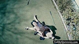 cheating latina milf gabby quinteros caught outdoor with lawn guy cumshot