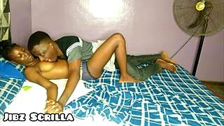 this ebony teen 18+ gets thrilled riding jibz scrilla's monster big black cock until he cums inside her tight pussy in homemade action