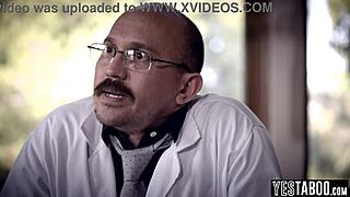 Pervert doctor observes his patients engage in interracial hardcore sex with petite Asian in hospital setting