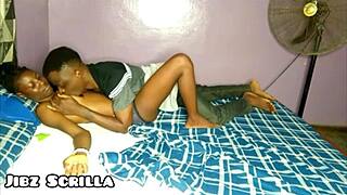 this ebony teen 18+ gets thrilled riding jibz scrilla's monster big black cock until he cums inside her tight pussy in homemade action