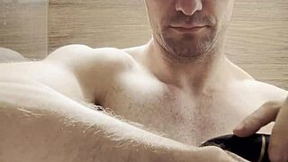Trimming sweaty hairy armpits and body after gym for upcoming photoshoot behind scenes