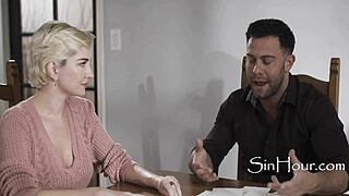 skye blue's blonde goddess small waist gets pussy licked by big natural tits fan