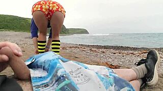 i was filming our beach fuck when they caught this curvy latina milf riding huge cock publicly