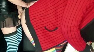 i fuck boyfriend's ass hard with strapon til his cock explodes