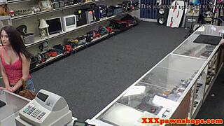 Pawnshop babe bent over for hidden cam doggystyle