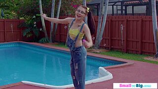 petite redhead teen deepthroats big cock face fucked hard by group