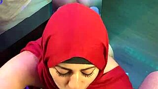 wife mia niqab shakes ass in thong mirror before swallowing hubby's cum