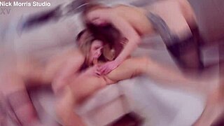 Shy petite sluts Shanti Shy and Dina Joy share first bisexual threesome with rough double deepthroat! 👯‍♀️🍆🔥