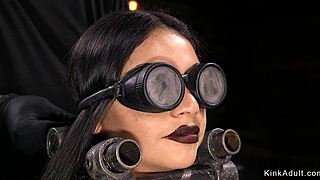 hey watch this goth slut's wet pussy toyed in tight bondage