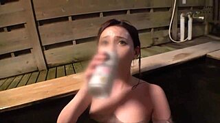 sneak peek at busty japanese milf's huge natural tits