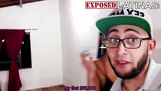 Mariana Martix blows soldier's huge cock poolside then takes cum on big tits