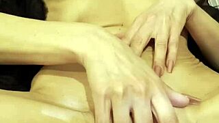 Homemade blonde mature oils up for close-up lingerie masturbation orgasm