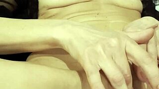 Homemade blonde mature oils up for close-up lingerie masturbation orgasm