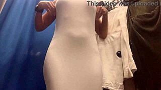 Big boobed milf's hidden dress try-on tease