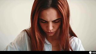 redhead mommy doll frozen in escape room takes brutal doggystyle pounding