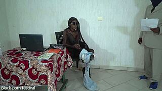 african secretary strips office costume for boss revealing skinny hot body intrigue