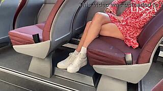 Hot Woman Flashes Tits and Fingers Pussy on Crowded Public Bus Ride