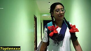 desi schoolgirl screams wild with teacher's huge cock creampie