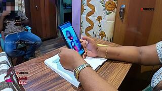 whoa! horny teacher facefucked wildly by indian student on desk after fingering!