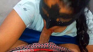 Indian bhabhi gulps down massive cumshot straight into her eager mouth.