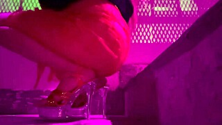 italian milf artemisia flaunts long legs smoking heels outdoors